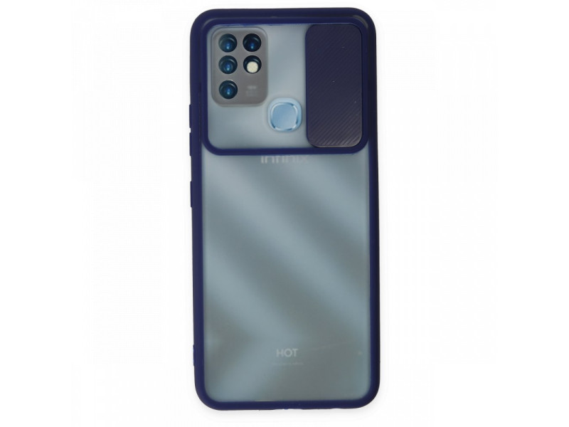 Newface İnfinix Hot 10 Kılıf Palm Buzlu Kamera Sürgülü Silikon - Lacivert