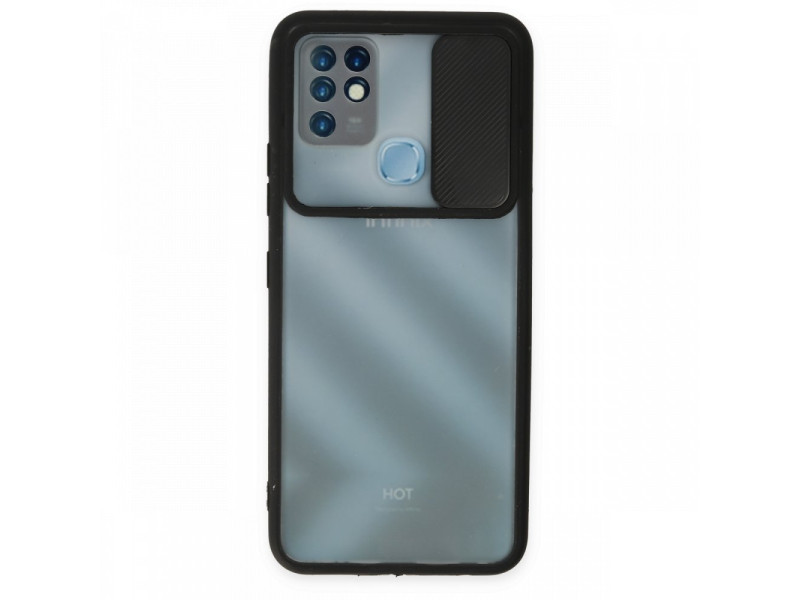 Newface İnfinix Hot 10 Kılıf Palm Buzlu Kamera Sürgülü Silikon - Siyah
