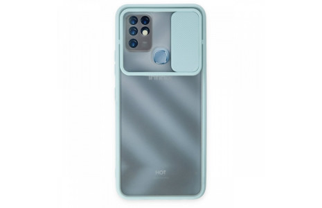 Newface İnfinix Hot 10 Kılıf Palm Buzlu Kamera Sürgülü Silikon - Turkuaz