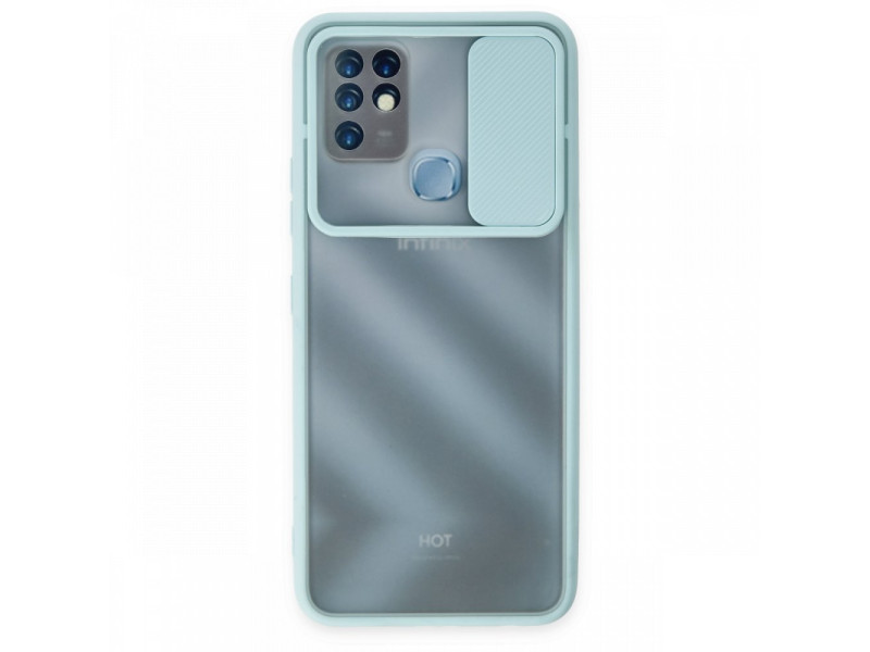 Newface İnfinix Hot 10 Kılıf Palm Buzlu Kamera Sürgülü Silikon - Turkuaz