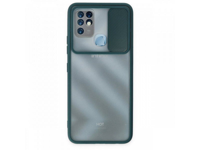 Newface İnfinix Hot 10 Kılıf Palm Buzlu Kamera Sürgülü Silikon - Yeşil