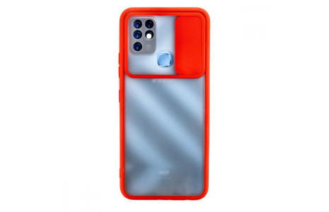 Newface İnfinix Hot 10T Kılıf Palm Buzlu Kamera Sürgülü Silikon - Kırmızı