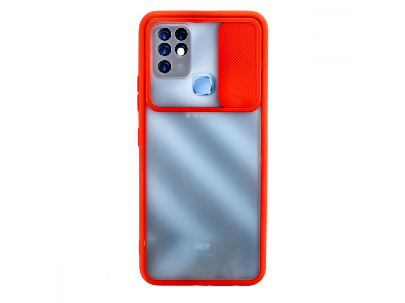 Newface İnfinix Hot 10T Kılıf Palm Buzlu Kamera Sürgülü Silikon - Kırmızı