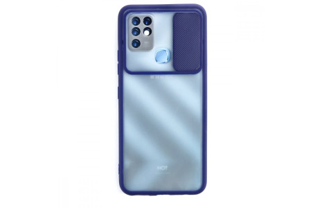 Newface İnfinix Hot 10T Kılıf Palm Buzlu Kamera Sürgülü Silikon - Lacivert