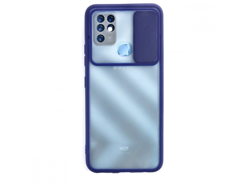 Newface İnfinix Hot 10T Kılıf Palm Buzlu Kamera Sürgülü Silikon - Lacivert