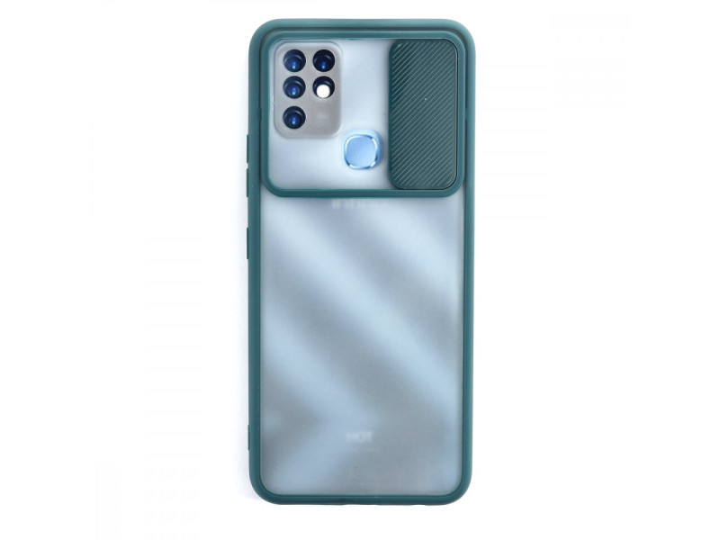 Newface İnfinix Hot 10T Kılıf Palm Buzlu Kamera Sürgülü Silikon - Yeşil