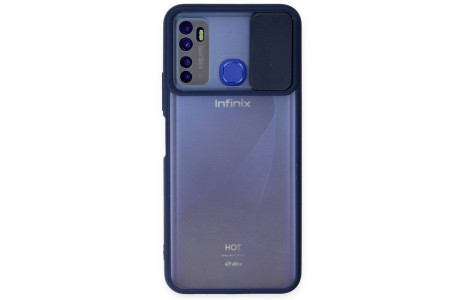 Newface İnfinix Hot 9 Kılıf Palm Buzlu Kamera Sürgülü Silikon - Lacivert