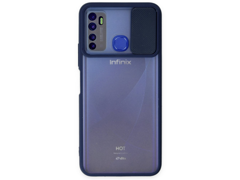 Newface İnfinix Hot 9 Kılıf Palm Buzlu Kamera Sürgülü Silikon - Lacivert