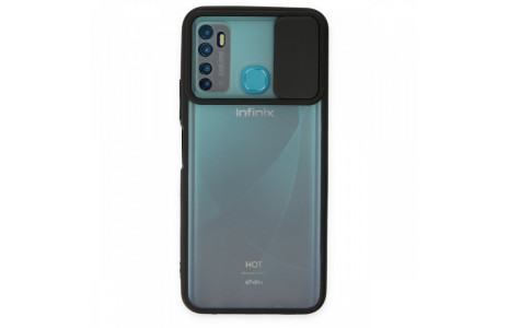 Newface İnfinix Hot 9 Kılıf Palm Buzlu Kamera Sürgülü Silikon - Siyah