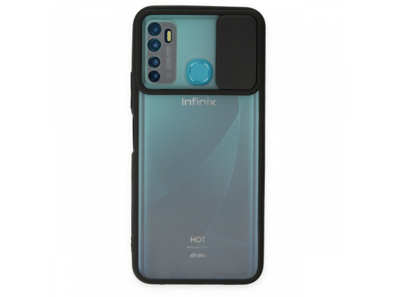 Newface İnfinix Hot 9 Kılıf Palm Buzlu Kamera Sürgülü Silikon - Siyah