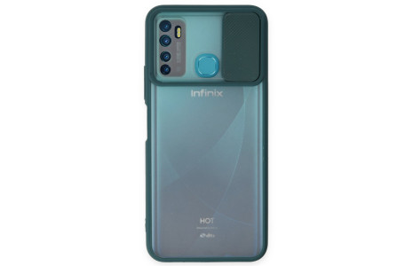 Newface İnfinix Hot 9 Kılıf Palm Buzlu Kamera Sürgülü Silikon - Yeşil