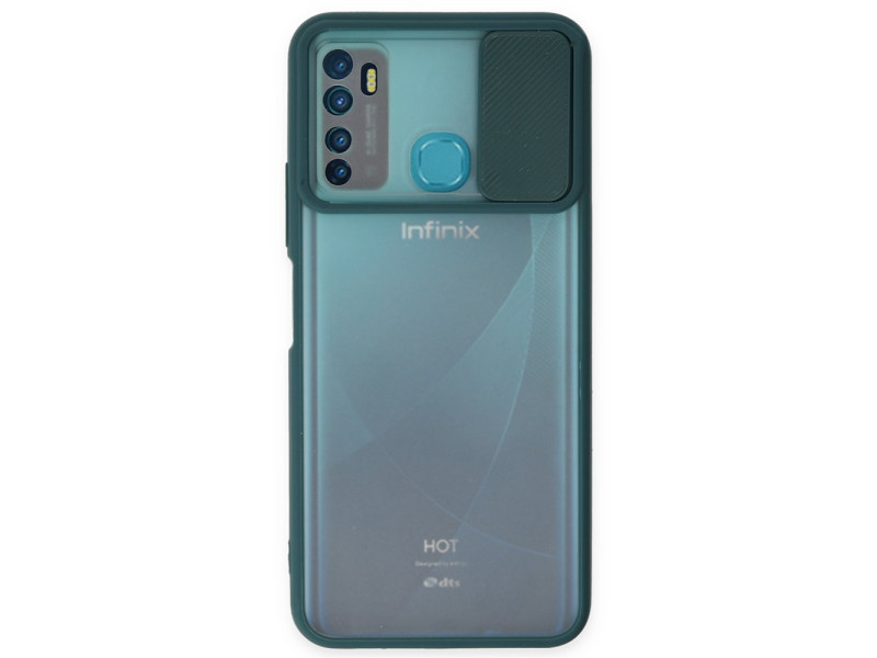 Newface İnfinix Hot 9 Kılıf Palm Buzlu Kamera Sürgülü Silikon - Yeşil