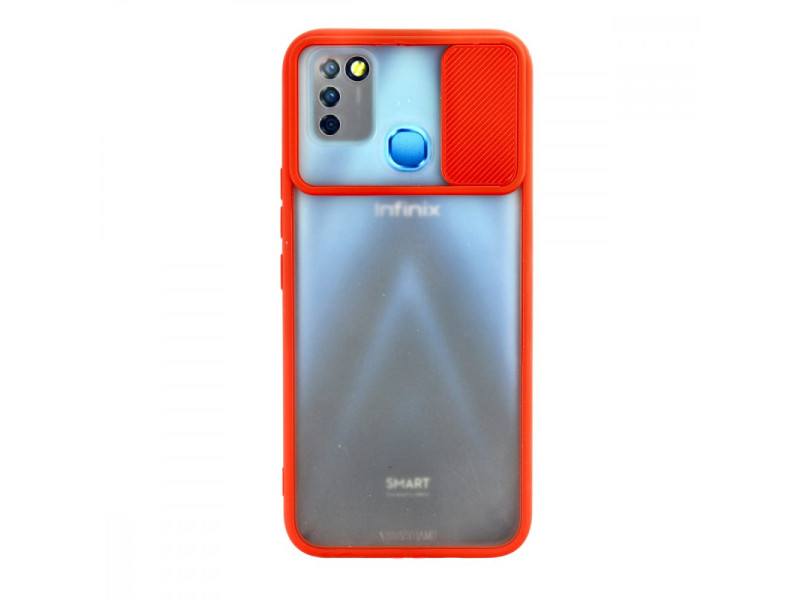 Newface İnfinix Smart 5 Kılıf Palm Buzlu Kamera Sürgülü Silikon - Kırmızı