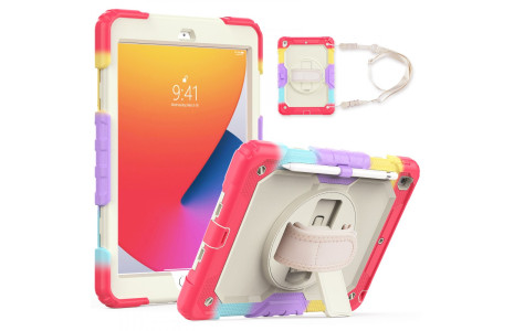 Newface iPad 10.2 (7.nesil) Kılıf Tablet Rainbow Kapak - Kırmızı