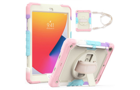 Newface iPad 10.2 (7.nesil) Kılıf Tablet Rainbow Kapak - Pembe