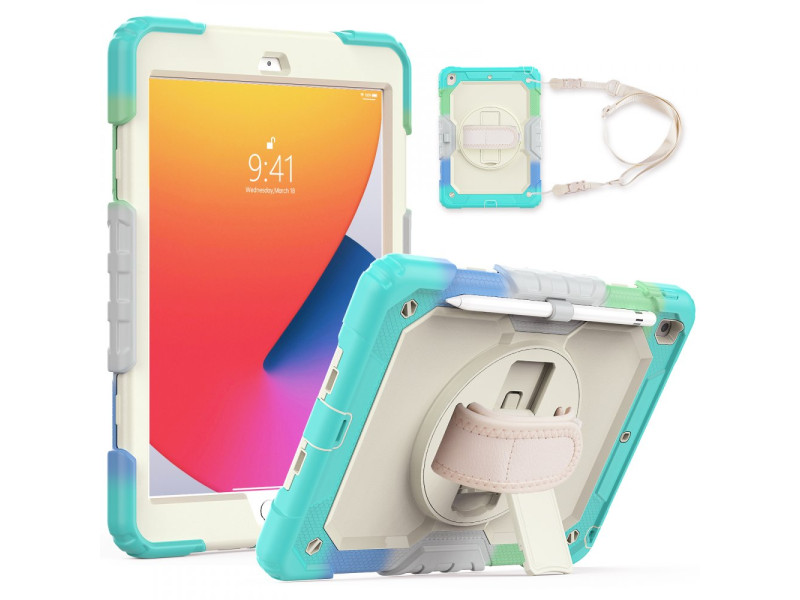 Newface iPad 10.2 (7.nesil) Kılıf Tablet Rainbow Kapak - Turkuaz