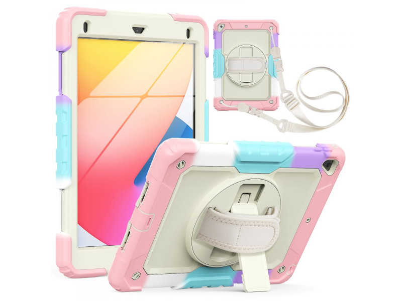 Newface iPad 9.7 (2017) Kılıf Tablet Rainbow Kapak - Pembe