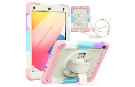 Newface iPad 9.7 (2018) Kılıf Tablet Rainbow Kapak - Pembe