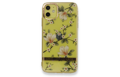 Newface iPhone 11 Kılıf Çiçekli Silikon - Gümüş