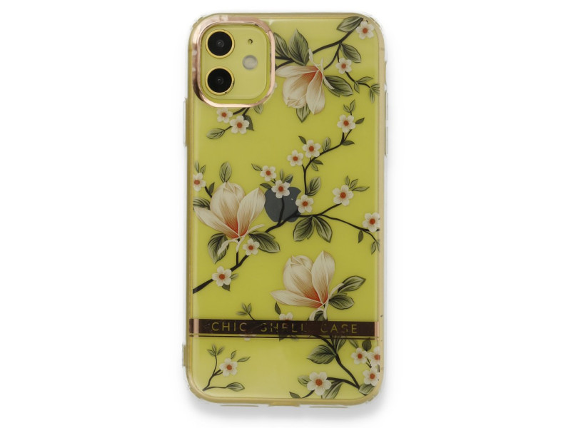 Newface iPhone 11 Kılıf Çiçekli Silikon - Gümüş