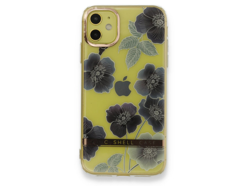 Newface iPhone 11 Kılıf Çiçekli Silikon - Mor