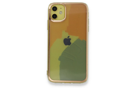 Newface iPhone 11 Kılıf Çiçekli Silikon - Pembe-Mavi
