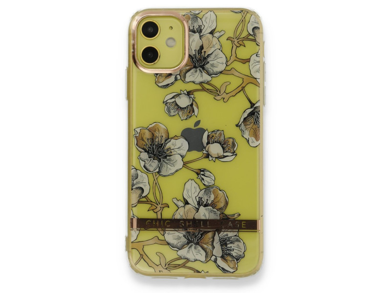 Newface iPhone 11 Kılıf Çiçekli Silikon - Pudra