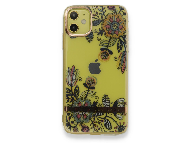 Newface iPhone 11 Kılıf Çiçekli Silikon - Siyah
