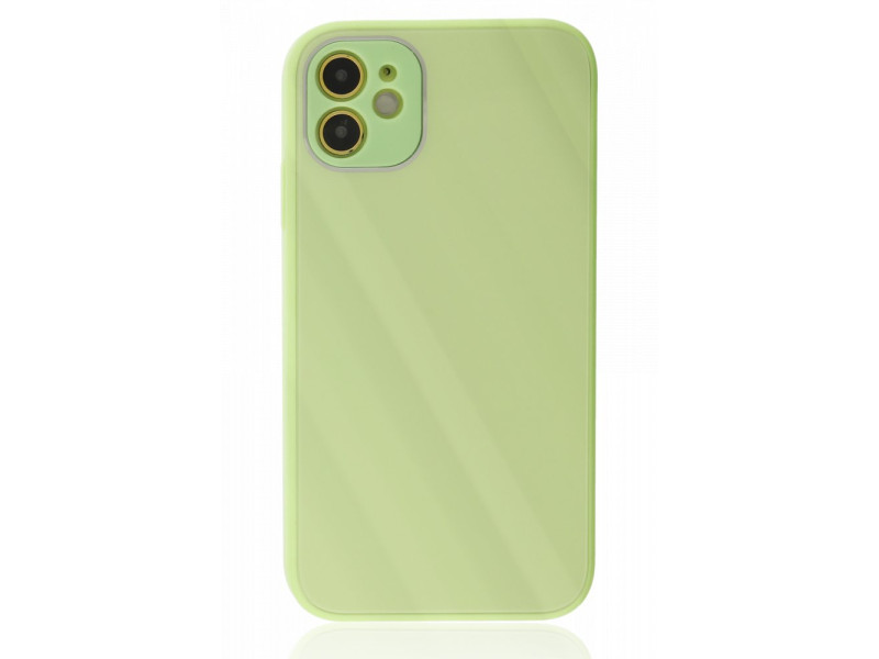 Newface iPhone 12 Kılıf Glass Kapak - Açık Yeşil