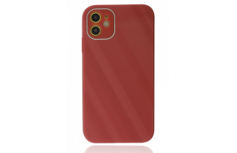 Newface iPhone 12 Kılıf Glass Kapak - Bordo