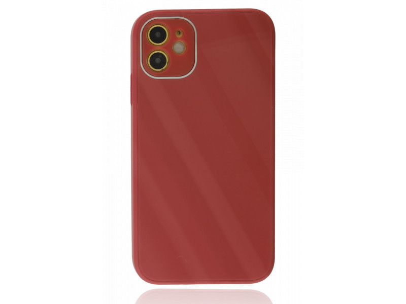 Newface iPhone 12 Kılıf Glass Kapak - Bordo