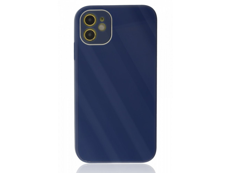 Newface iPhone 12 Kılıf Glass Kapak - Lacivert