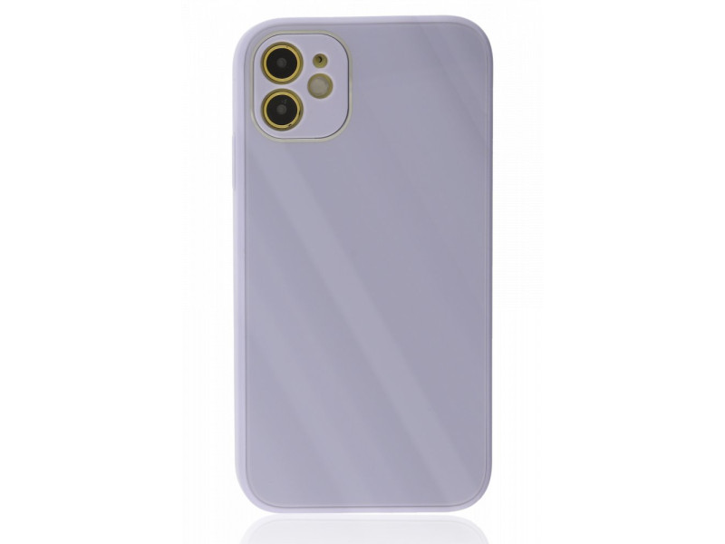 Newface iPhone 12 Kılıf Glass Kapak - Lila
