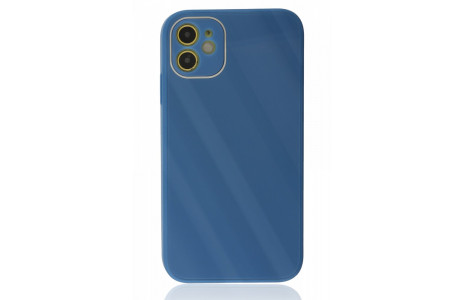 Newface iPhone 12 Kılıf Glass Kapak - Mavi
