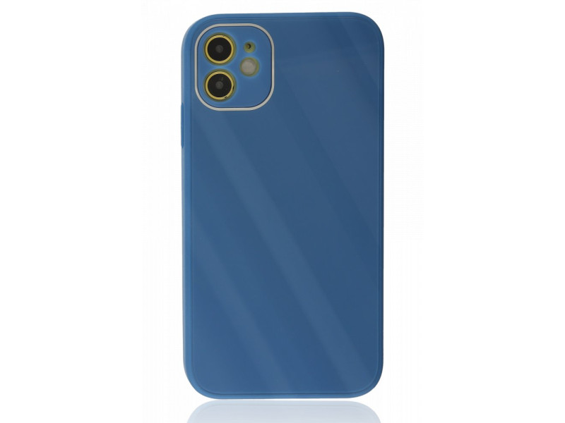 Newface iPhone 12 Kılıf Glass Kapak - Mavi