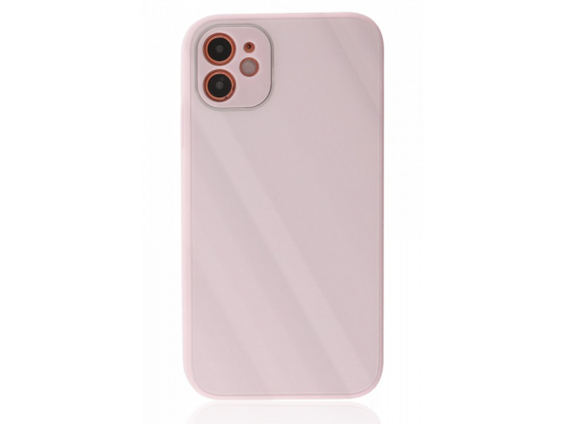 Newface iPhone 12 Kılıf Glass Kapak - Pembe
