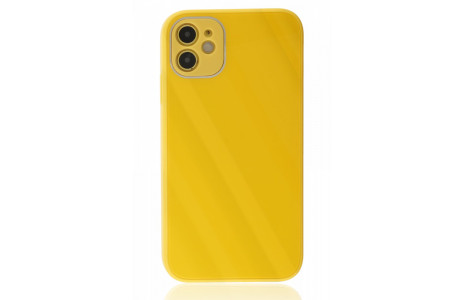 Newface iPhone 12 Kılıf Glass Kapak - Sarı