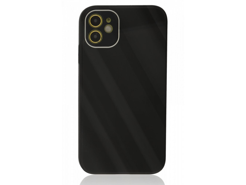 Newface iPhone 12 Kılıf Glass Kapak - Siyah