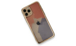 Newface iPhone 11 Pro Kılıf Çiçekli Silikon - Pembe-Mavi