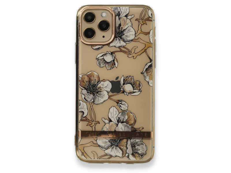 Newface iPhone 11 Pro Kılıf Çiçekli Silikon - Pudra
