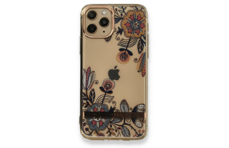 Newface iPhone 11 Pro Kılıf Çiçekli Silikon - Siyah