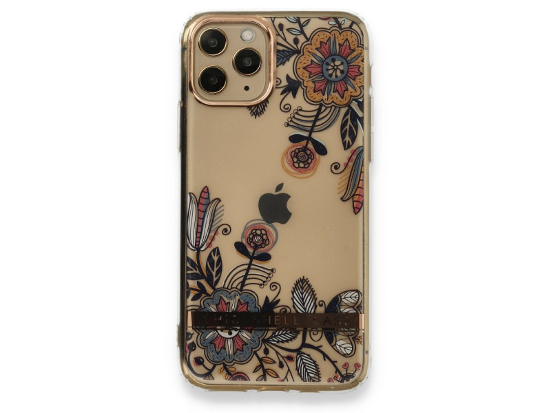 Newface iPhone 11 Pro Kılıf Çiçekli Silikon - Siyah