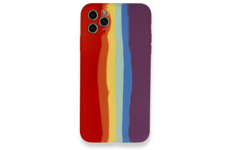 Newface iPhone 11 Pro Kılıf Ebruli Lansman Silikon - Kırmızı-Mor