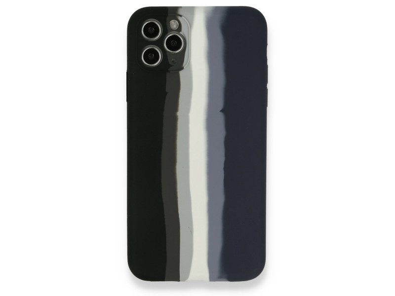 Newface iPhone 11 Pro Kılıf Ebruli Lansman Silikon - Siyah-Lacivert