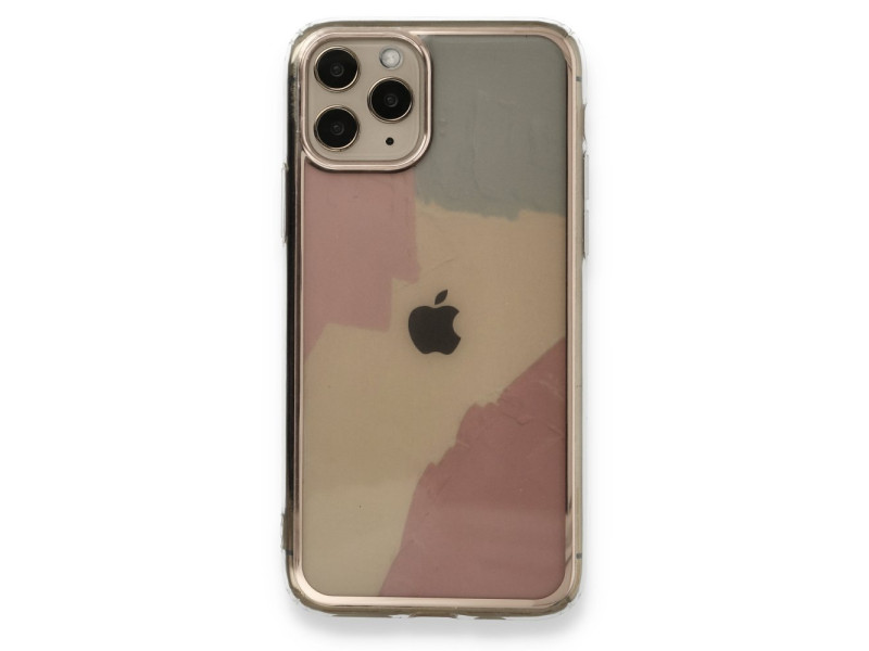 Newface iPhone 11 Pro Max Kılıf Çiçekli Silikon - Buz Mavi