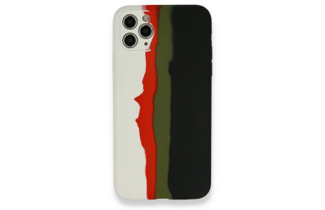 Newface iPhone 11 Pro Max Kılıf Ebruli Lansman Silikon - Beyaz-Siyah
