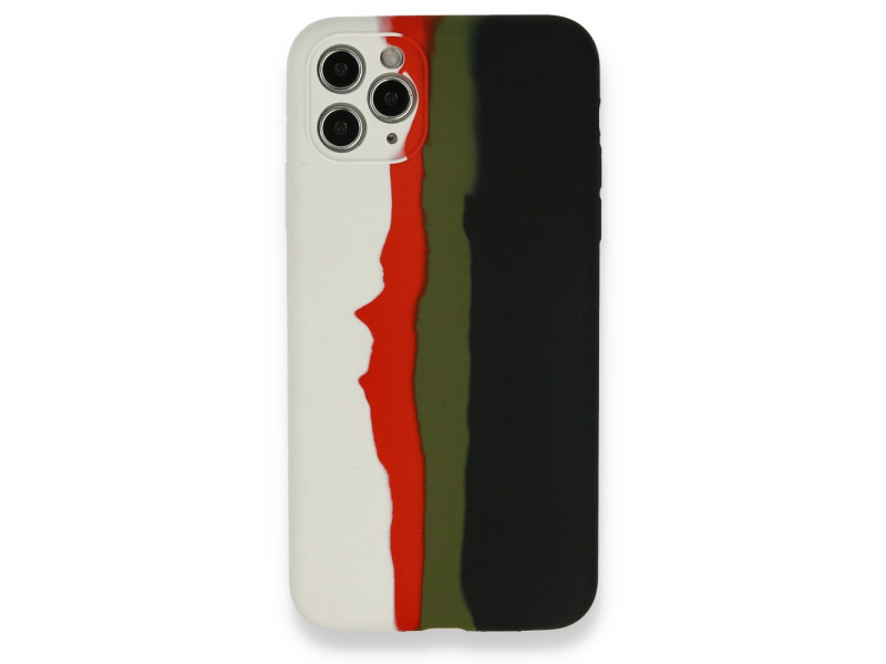 Newface iPhone 11 Pro Max Kılıf Ebruli Lansman Silikon - Beyaz-Siyah