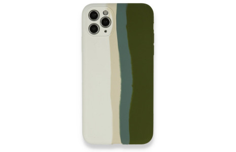 Newface iPhone 11 Pro Max Kılıf Ebruli Lansman Silikon - Beyaz-Yeşil