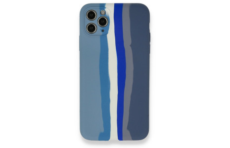 Newface iPhone 11 Pro Max Kılıf Ebruli Lansman Silikon - Mavi-Gri