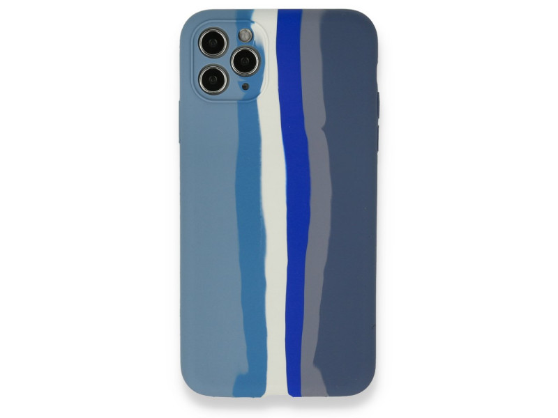 Newface iPhone 11 Pro Max Kılıf Ebruli Lansman Silikon - Mavi-Gri